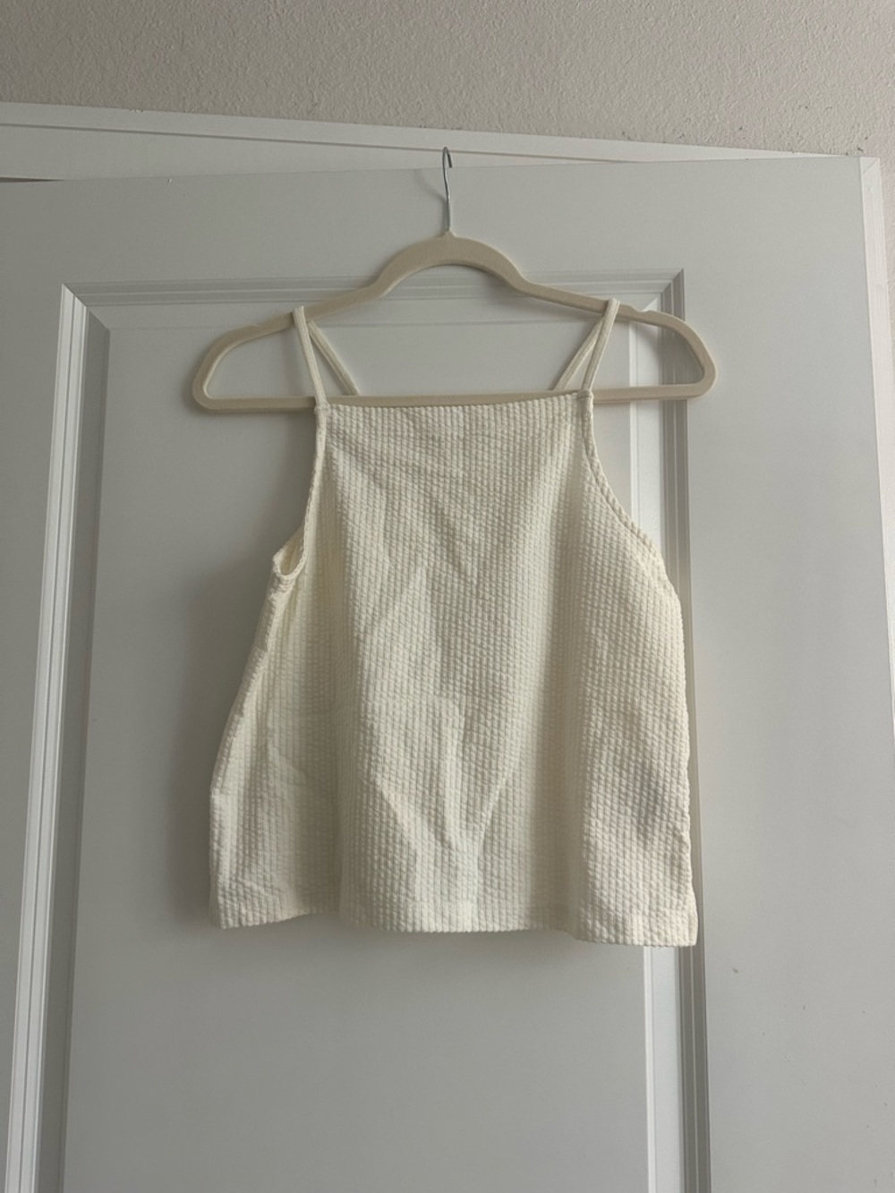 Madewell Cream Textured Square-Neck Cami